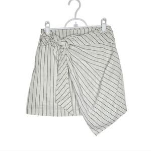 Re:named White/Black Striped Wrapped Linen Skirt Womens SZ SM Casual OfficeSiren